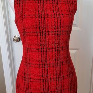 Calvin Klein Red Boucle Plaid Size 2 Dress